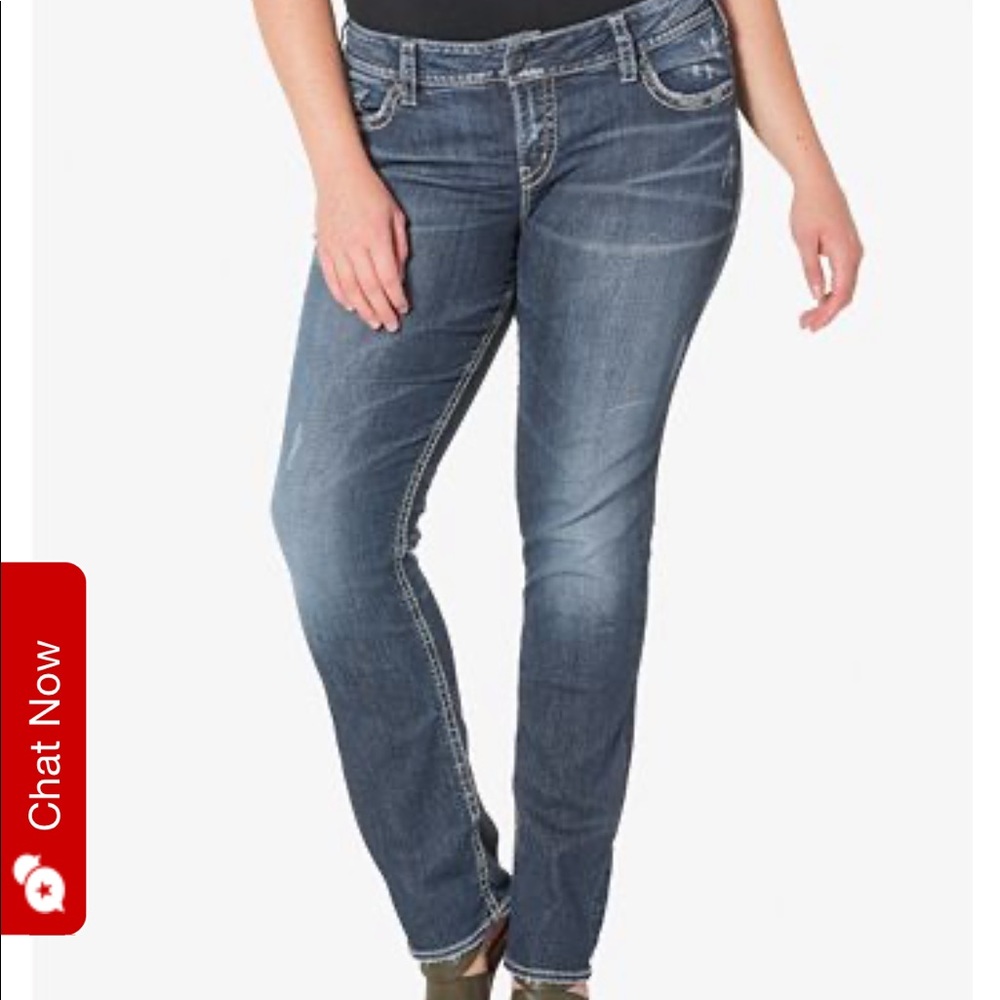 Plus Size Silver Jeans Aiko Straight Leg Sz 18